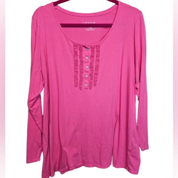 Cacique Sleepwear Ruffled Top - Picture 1 of 6